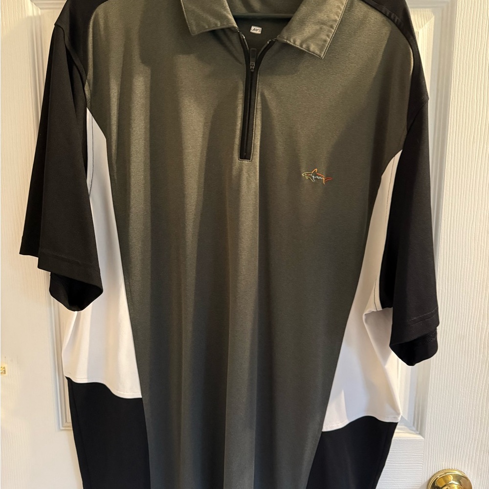 Men's Black, White, and Gray Polo Shirt
